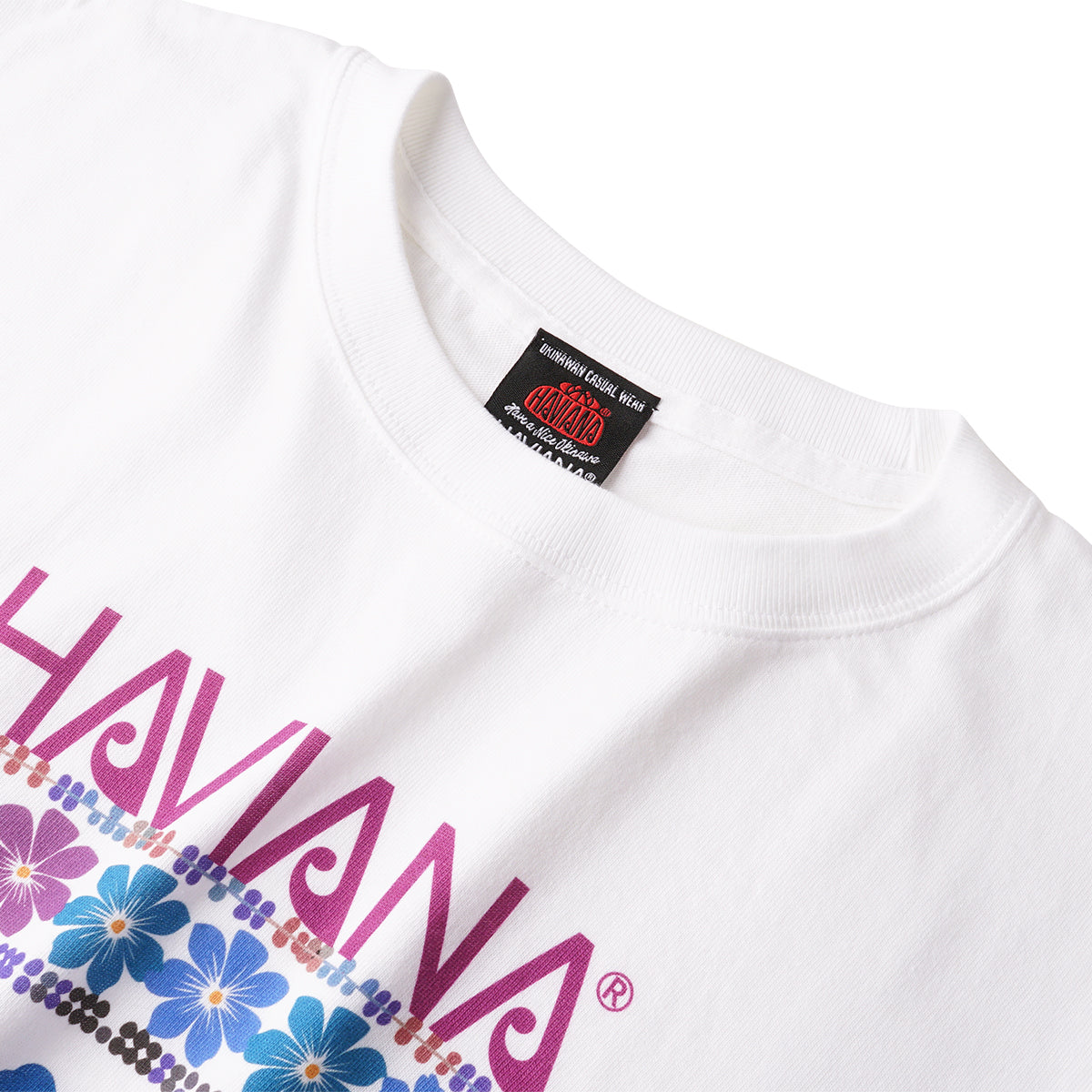 HAVIANA KALEID FLOWER スウェット ホワイト ブランドタグ|沖縄発 HAVE A NICE OKINAWA ブランドネーム|沖縄ファッションブランド 通販