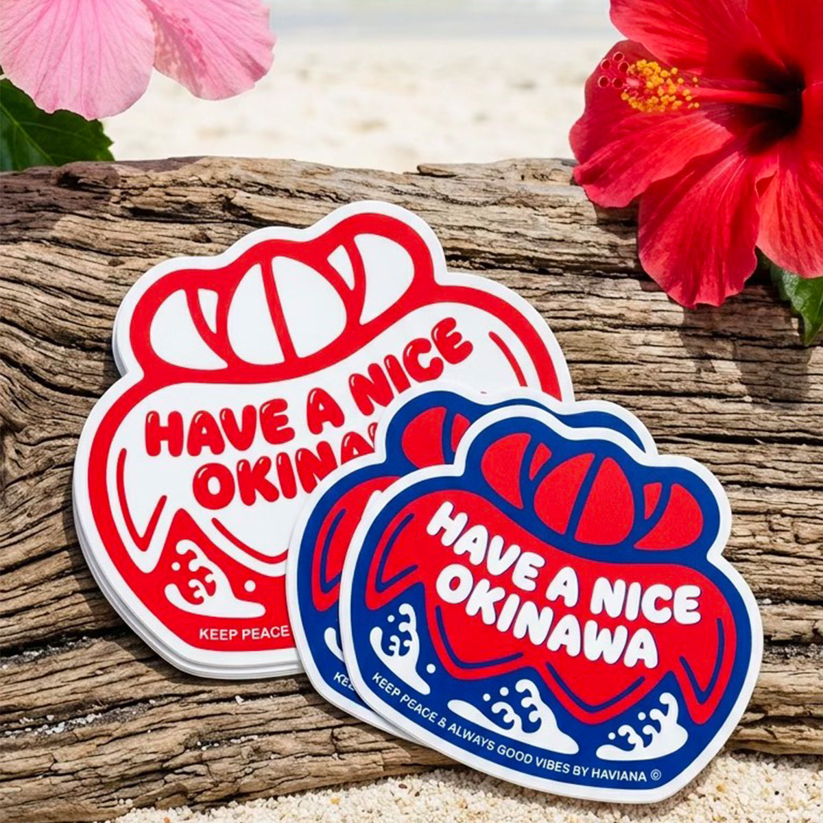 花笠PEACEステッカー|HAVIANA 沖縄 花笠モチーフ ステッカー シール