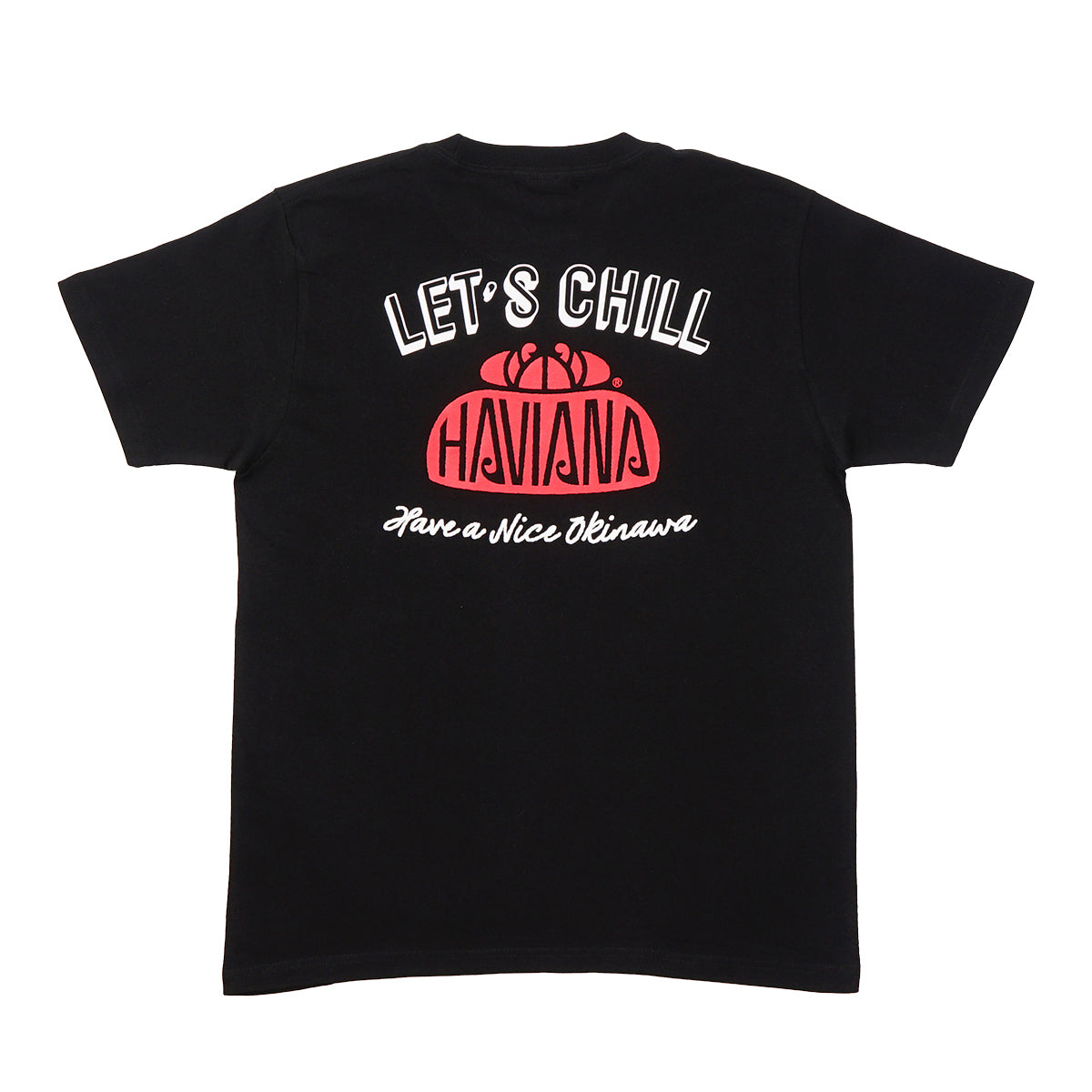 HAVIANA HANAGASA ロゴTシャツ ブラック バックプリント|琉球舞踊の花笠モチーフをリデザインしたブランドロゴ|沖縄ファッションブランド 通販