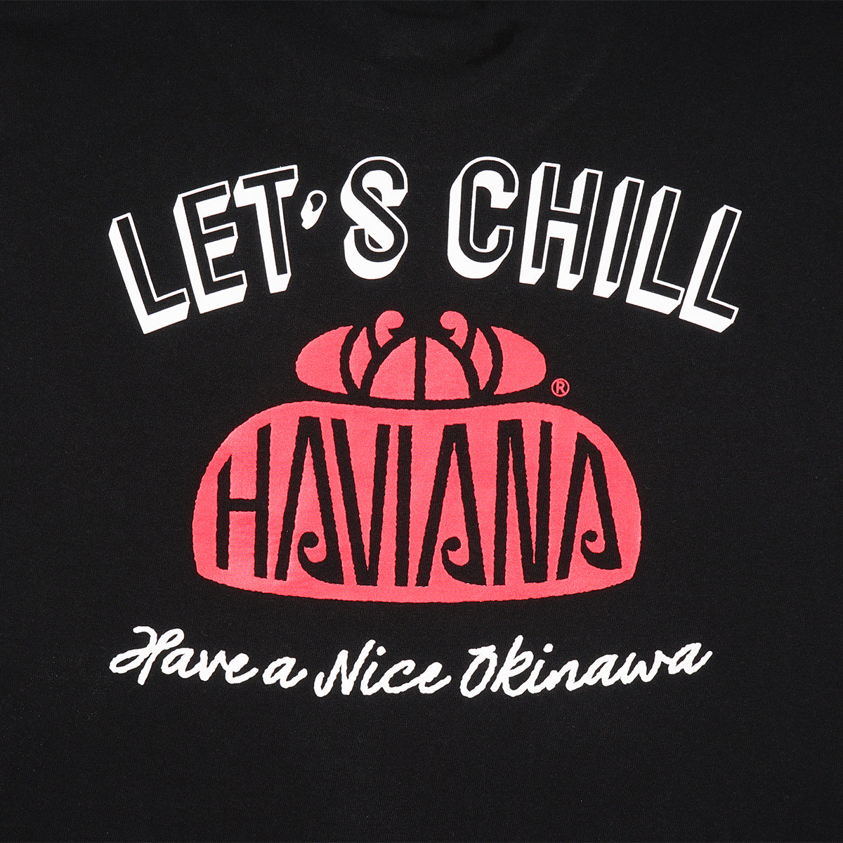 HAVIANA HANAGASA ロゴTシャツ ブラック 花笠ロゴマーク拡大|蓮の花と海・空を象徴する琉球舞踊の花笠モチーフ|沖縄ファッションブランド 通販