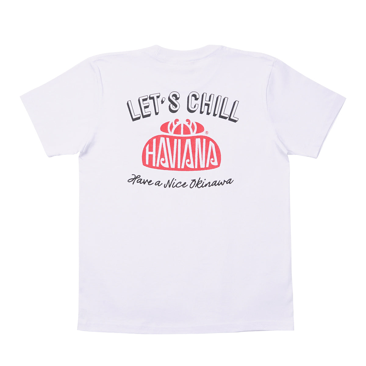 HAVIANA HANAGASA ロゴTシャツ ホワイト バックプリント|琉球舞踊の花笠モチーフをリデザインしたブランドロゴ|沖縄ファッションブランド 通販
