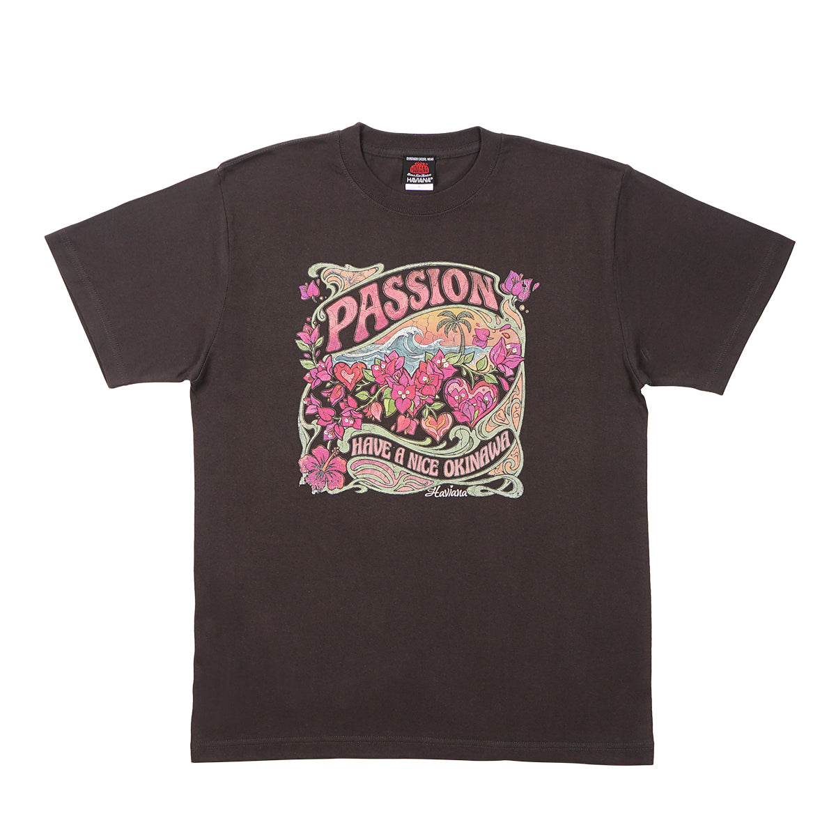 BOUGAIN PASSION Tシャツ 正面｜HAVIANA 沖縄 グラフィックTシャツ サーフレトロ / ブーゲンビレア
