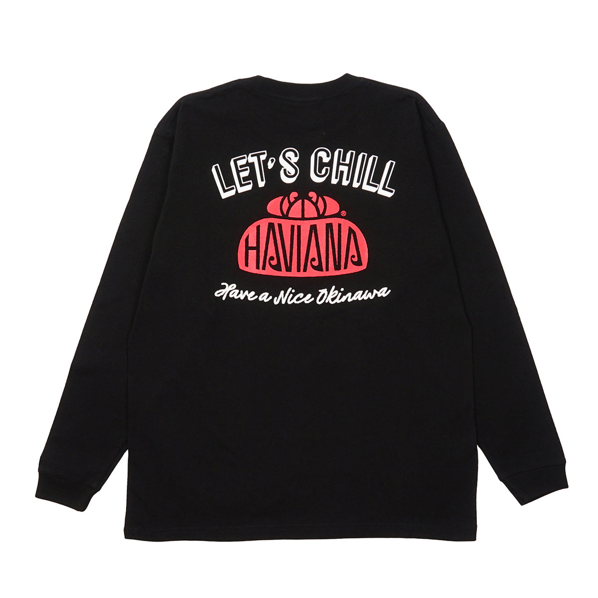 HAVIANA HANAGASA ロゴTシャツ ブラック バックプリント｜花笠モチーフのHAVE A NICE OKINAWAデザイン｜沖縄ファッションブランド 通販