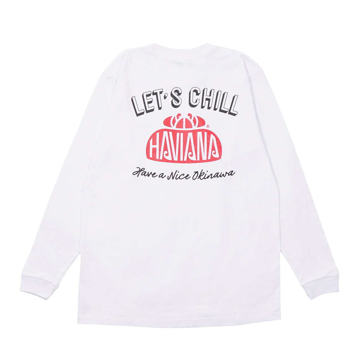HAVIANA HANAGASA ロゴTシャツ ホワイト バックプリント｜花笠モチーフのHAVE A NICE OKINAWAデザイン｜沖縄ファッションブランド 通販