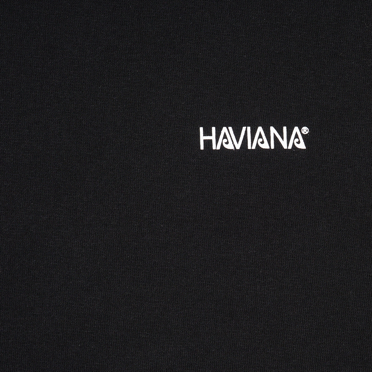 HAVIANA HANAGASA ロゴTシャツ ブラック HAVIANAロゴマーク拡大｜蓮の花と海・空を象徴する琉球舞踊の花笠モチーフ｜沖縄ファッションブランド 通販