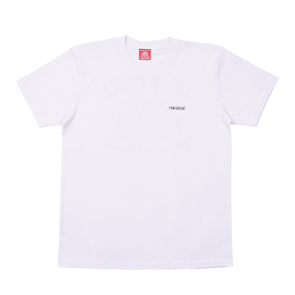 HAVIANA HANAGASA ロゴTシャツ ホワイト 正面｜花笠モチーフのHAVE A NICE OKINAWAデザイン｜沖縄ファッションブランド 通販