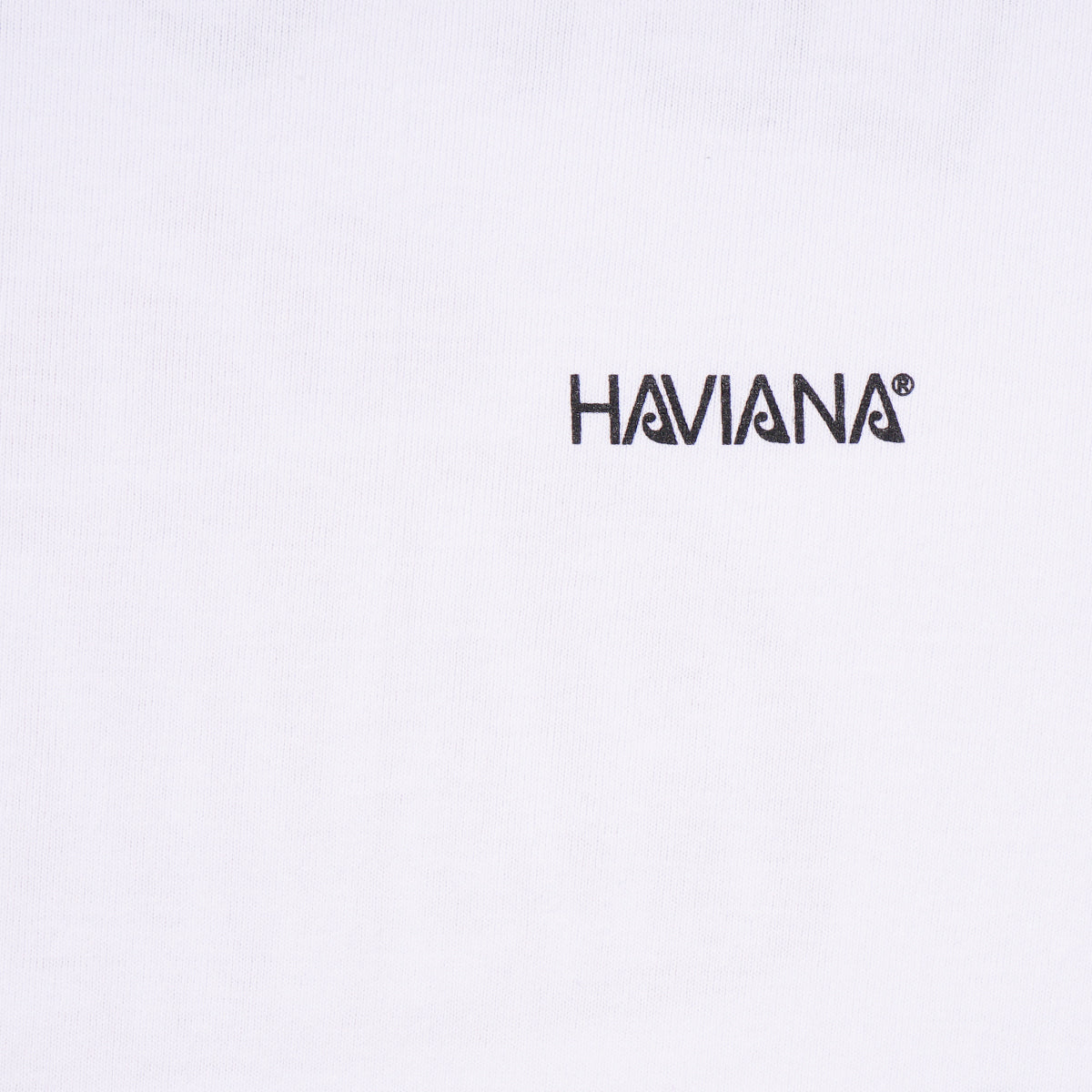HAVIANA HANAGASA ロゴTシャツ ホワイト HAVIANAロゴマーク拡大｜蓮の花と海・空を象徴する琉球舞踊の花笠モチーフ｜沖縄ファッションブランド 通販