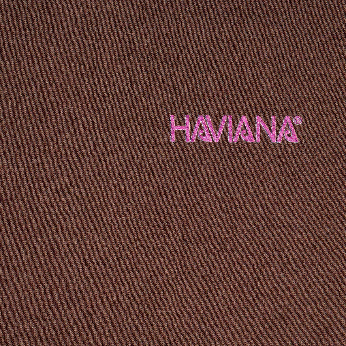 HAVIANA PALM SUNSET スウェット ブラウン HAVIANAプリント拡大｜沖縄の夕暮れの海とヤシの木のレトログラフィック｜沖縄ファッションブランド 通販